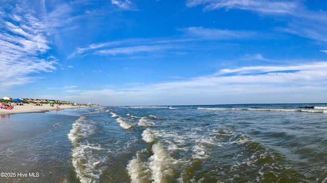 view of water feature featuring a beach view