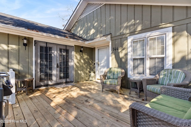 wooden deck with french doors