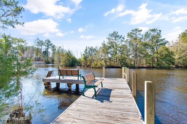 view of dock featuring a water view