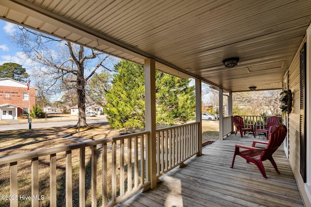 wooden terrace with covered porch