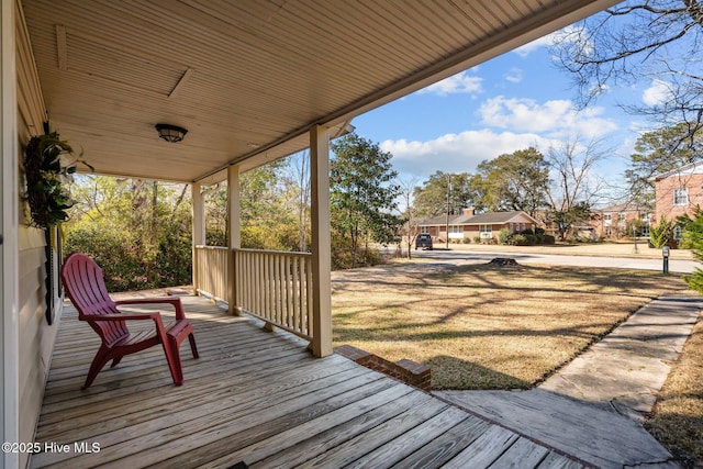 deck featuring covered porch