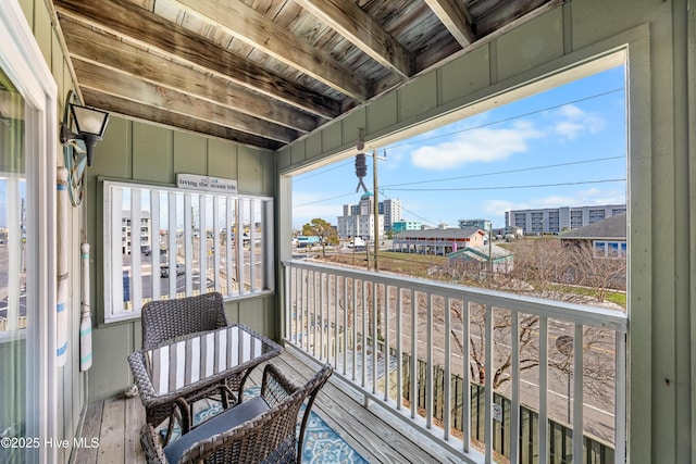 balcony with a view of city