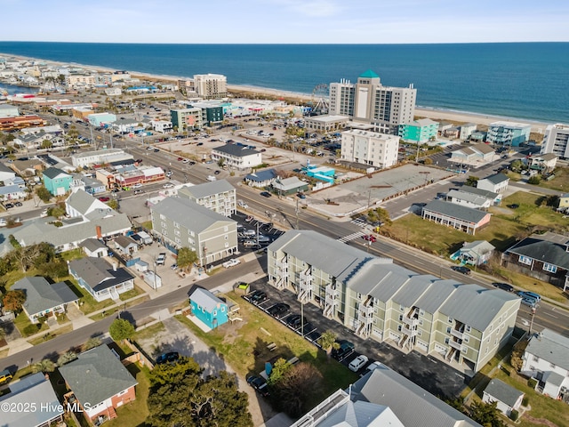 bird's eye view with a water view and a view of city