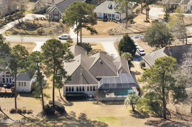 drone / aerial view with a residential view