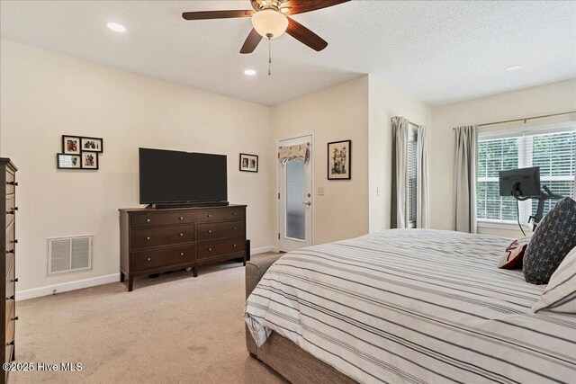 122 Smathers Dr, West End, NC 27376 - carpeted bedroom featuring baseboards, recessed lighting, and a ceiling fan