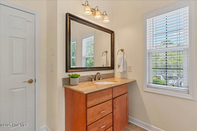 122 Smathers Dr, West End, NC 27376 - bathroom featuring vanity and baseboards