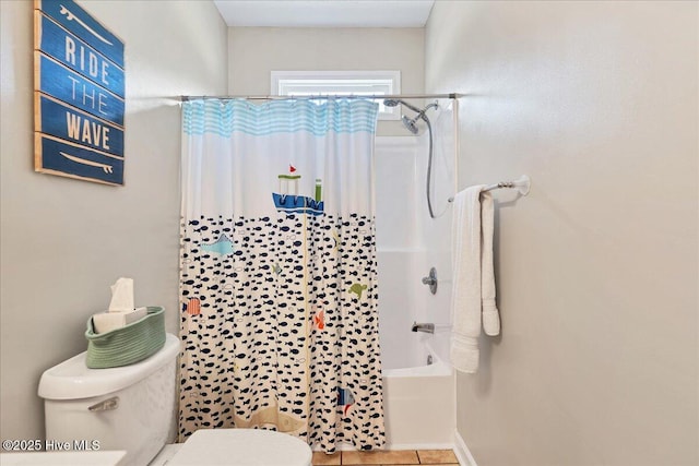 122 Smathers Dr, West End, NC 27376 - full bathroom with toilet, shower / bath combo, and tile patterned floors