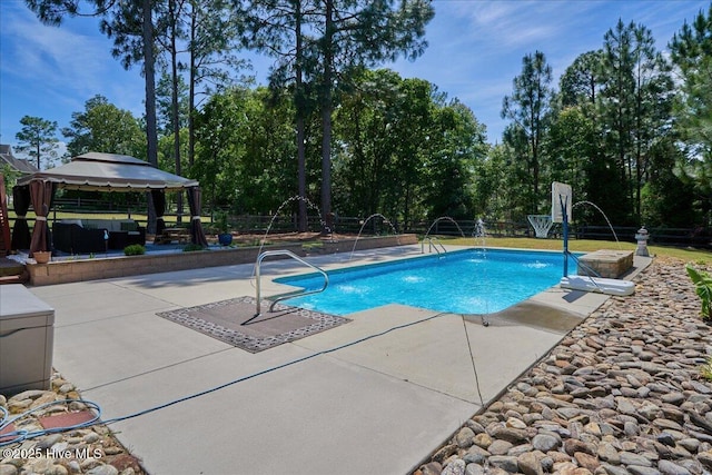 122 Smathers Dr, West End, NC 27376 - outdoor pool with a patio area, a gazebo, and fence