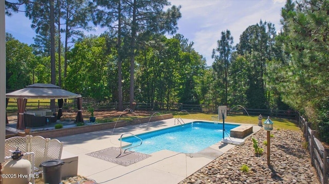 122 Smathers Dr, West End, NC 27376 - view of pool with a gazebo, a fenced backyard, a patio, and an outdoor hangout area