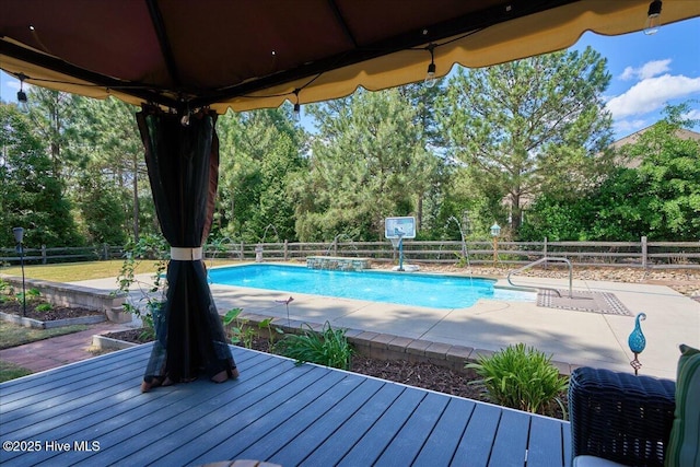 122 Smathers Dr, West End, NC 27376 - view of pool featuring a fenced backyard, a patio, and view of wooded area