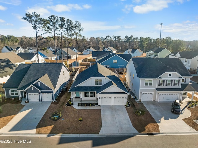 birds eye view of property with a residential view