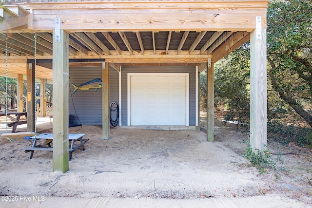 garage with a carport