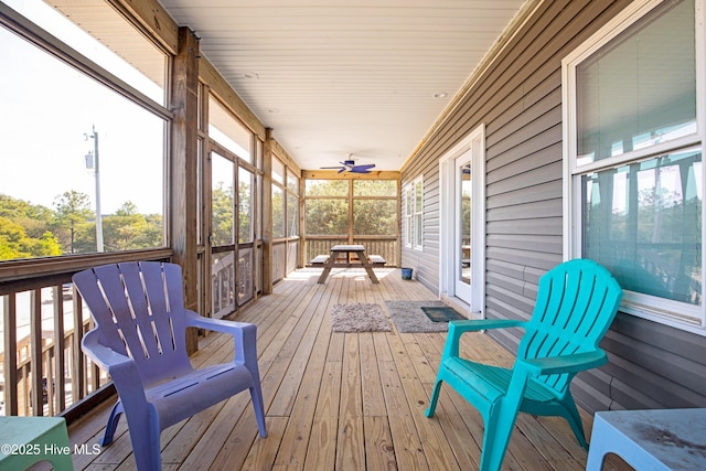 deck featuring a ceiling fan