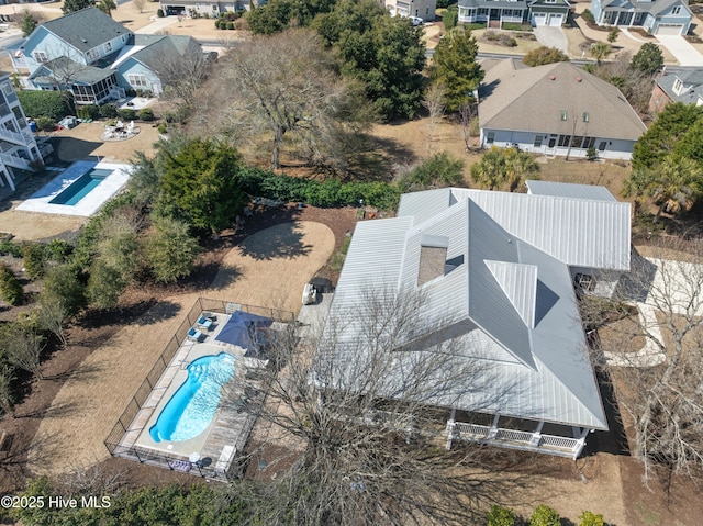 drone / aerial view with a residential view