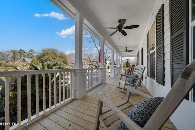 deck featuring a ceiling fan