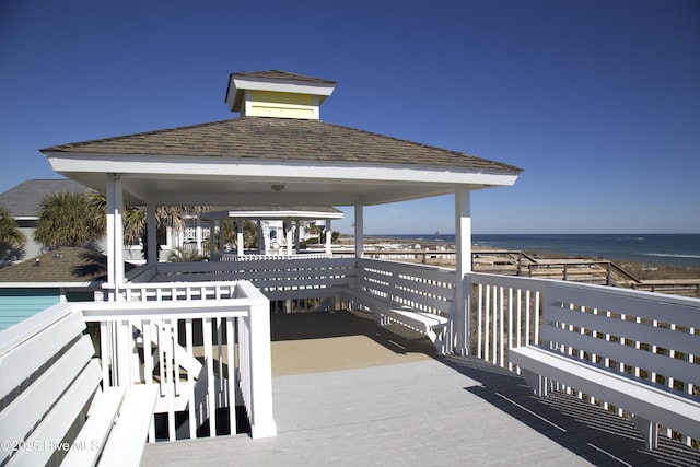 dock featuring a water view and a gazebo