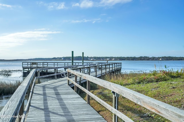 view of dock featuring a water view