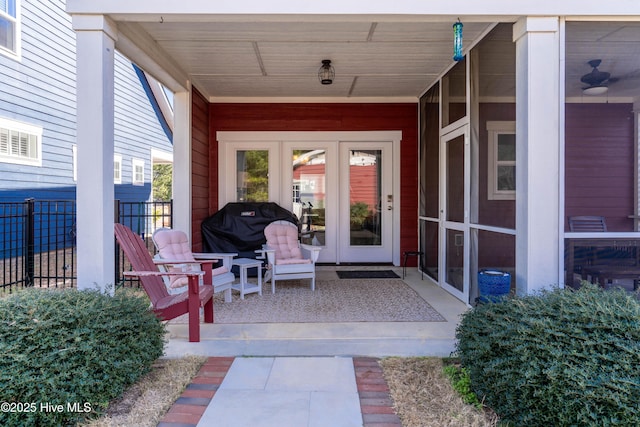 entrance to property with french doors