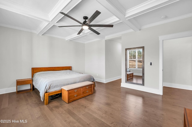 1066 Bradshaw Ter, Wilmington, NC 28412 - bedroom with coffered ceiling, baseboards, and wood finished floors