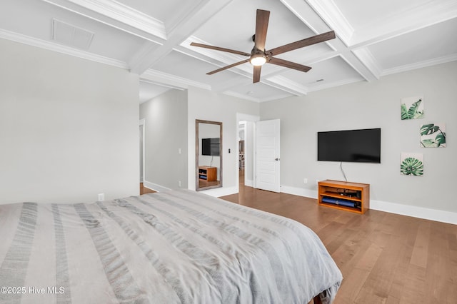 1066 Bradshaw Ter, Wilmington, NC 28412 - bedroom featuring beam ceiling, coffered ceiling, and wood finished floors