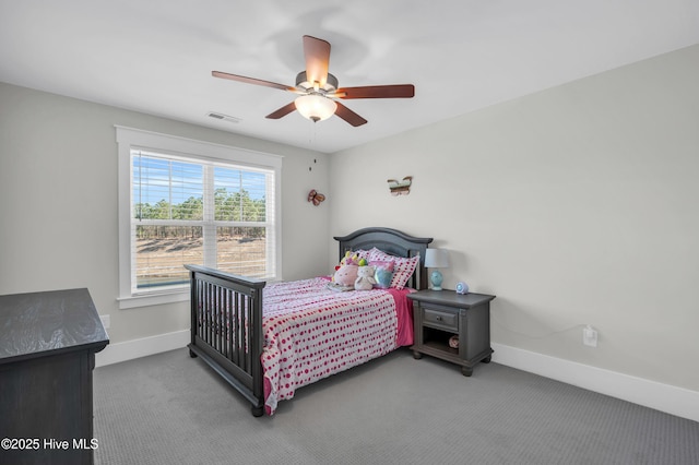1066 Bradshaw Ter, Wilmington, NC 28412 - carpeted bedroom featuring baseboards, visible vents, and a ceiling fan