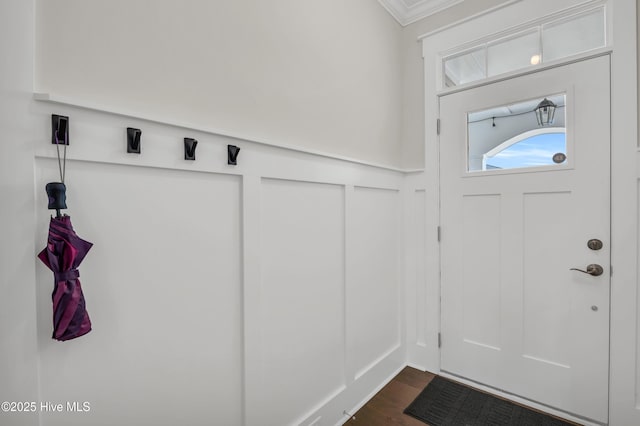 1066 Bradshaw Ter, Wilmington, NC 28412 - foyer entrance with crown molding and dark wood finished floors