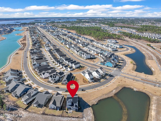 1066 Bradshaw Ter, Wilmington, NC 28412 - aerial view featuring a water view and a residential view