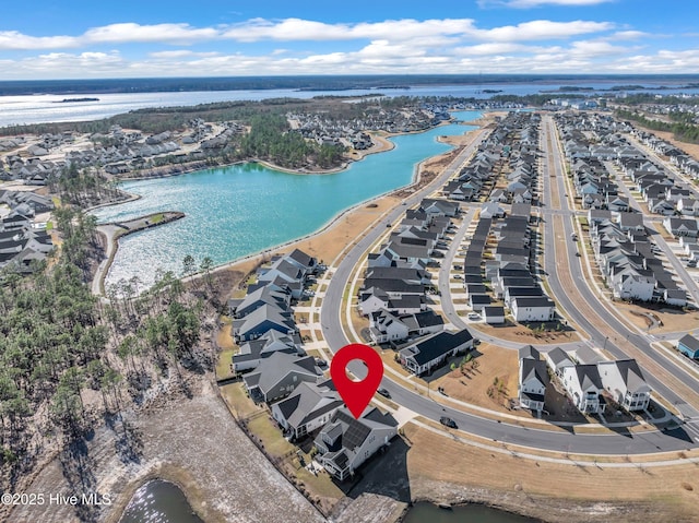 1066 Bradshaw Ter, Wilmington, NC 28412 - drone / aerial view with a water view and a residential view