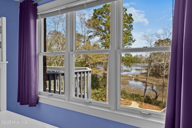 room details featuring a water view