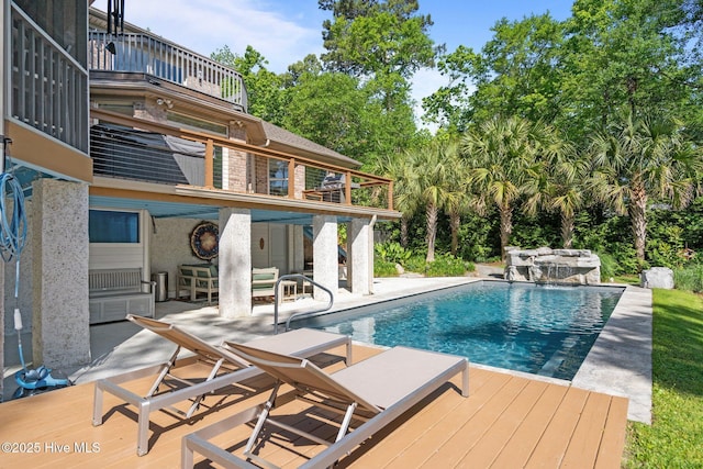 pool with a patio