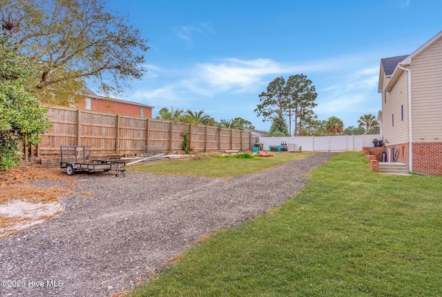 view of yard featuring a fenced backyard