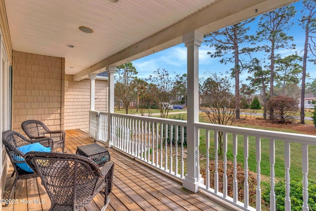 deck featuring a porch