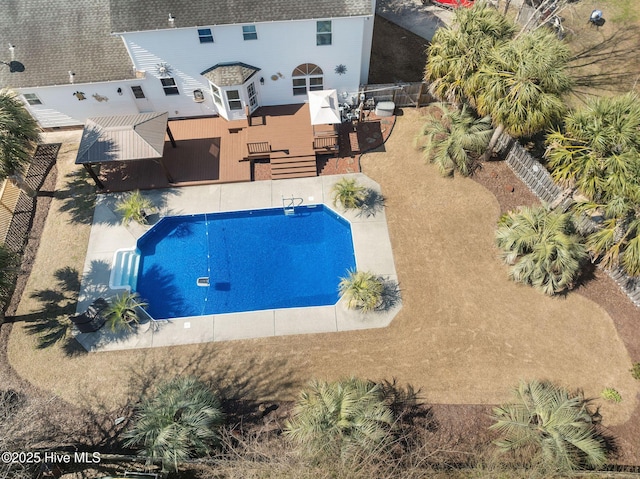 view of swimming pool with a fenced backyard and a fenced in pool