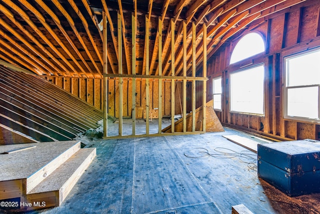 view of unfinished attic