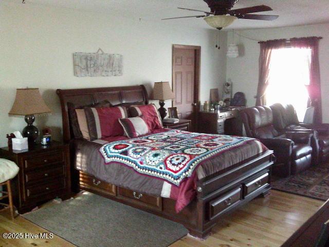 bedroom featuring light wood finished floors