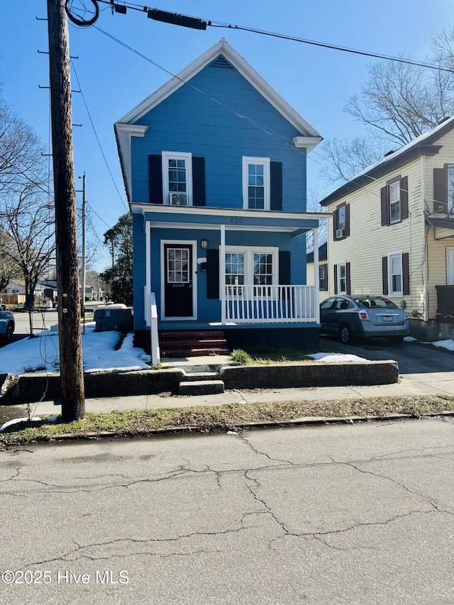 view of front of home featuring covered porch