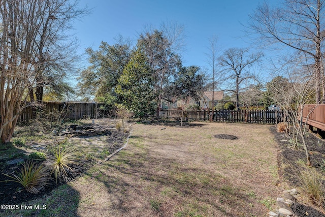 view of yard with a fenced backyard