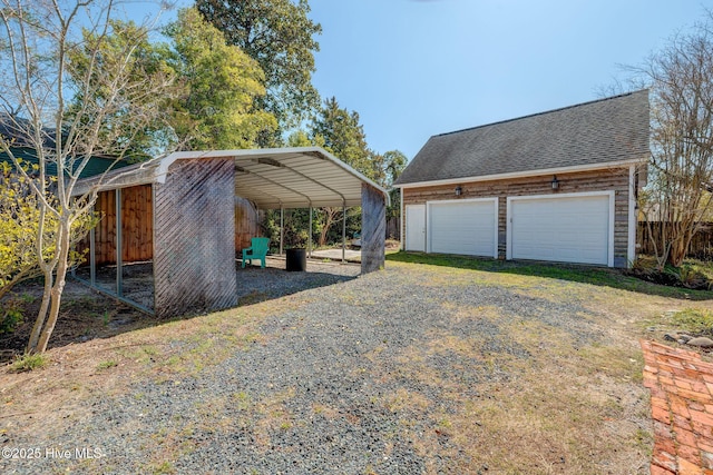 view of detached garage