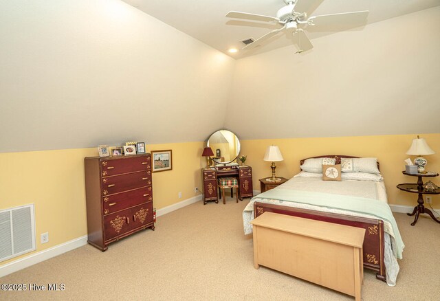 bedroom featuring carpet floors, baseboards, and visible vents