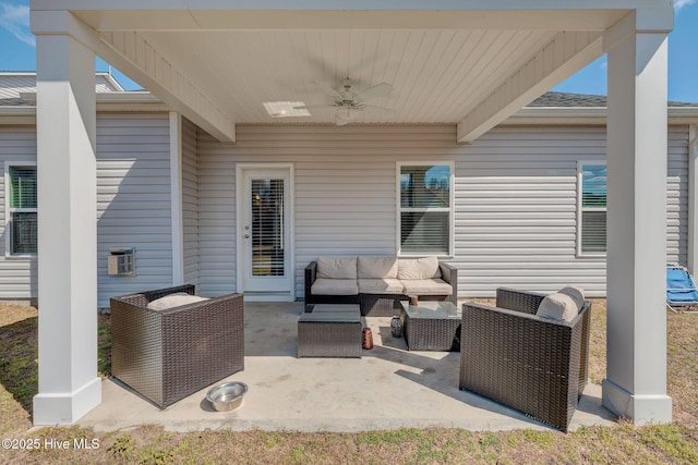 view of patio / terrace featuring ceiling fan and outdoor lounge area