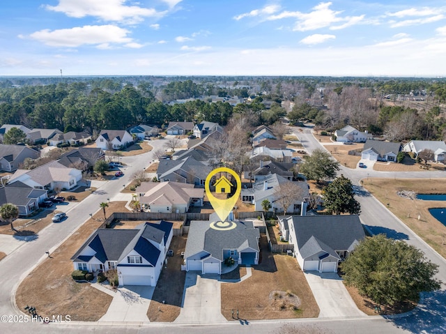 bird's eye view with a residential view