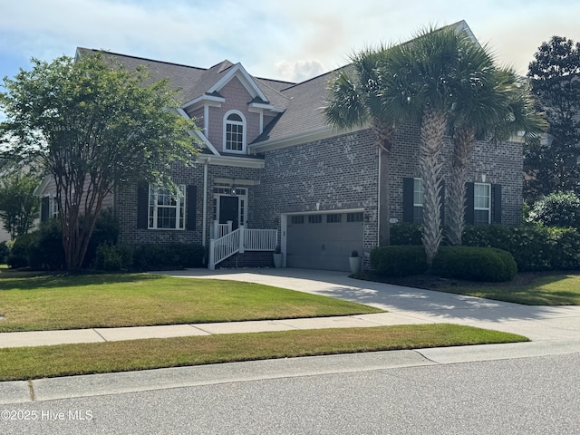 312 Moss Tree Dr, Wilmington, NC 28405 - traditional-style house with brick siding, driveway, and a front lawn