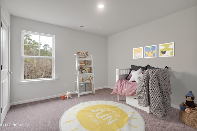 game room featuring visible vents, baseboards, and carpet flooring