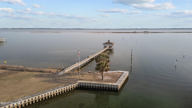 dock area with a water view