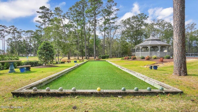 surrounding community featuring a yard and a gazebo