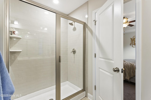 full bathroom featuring a stall shower and ensuite bath