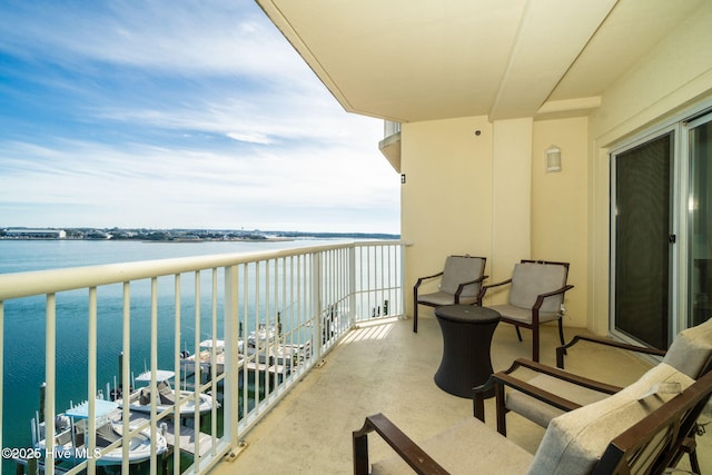 balcony with a water view