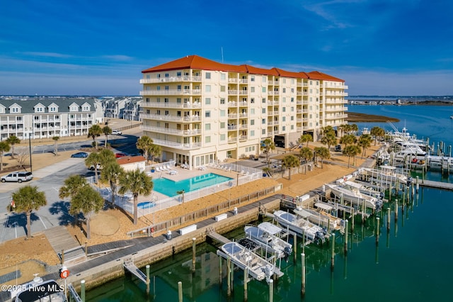 view of property with a water view