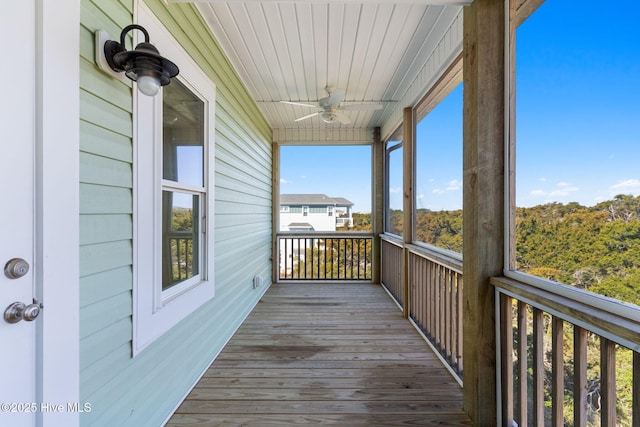 deck featuring a ceiling fan