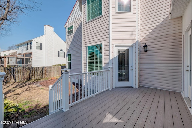 deck featuring fence